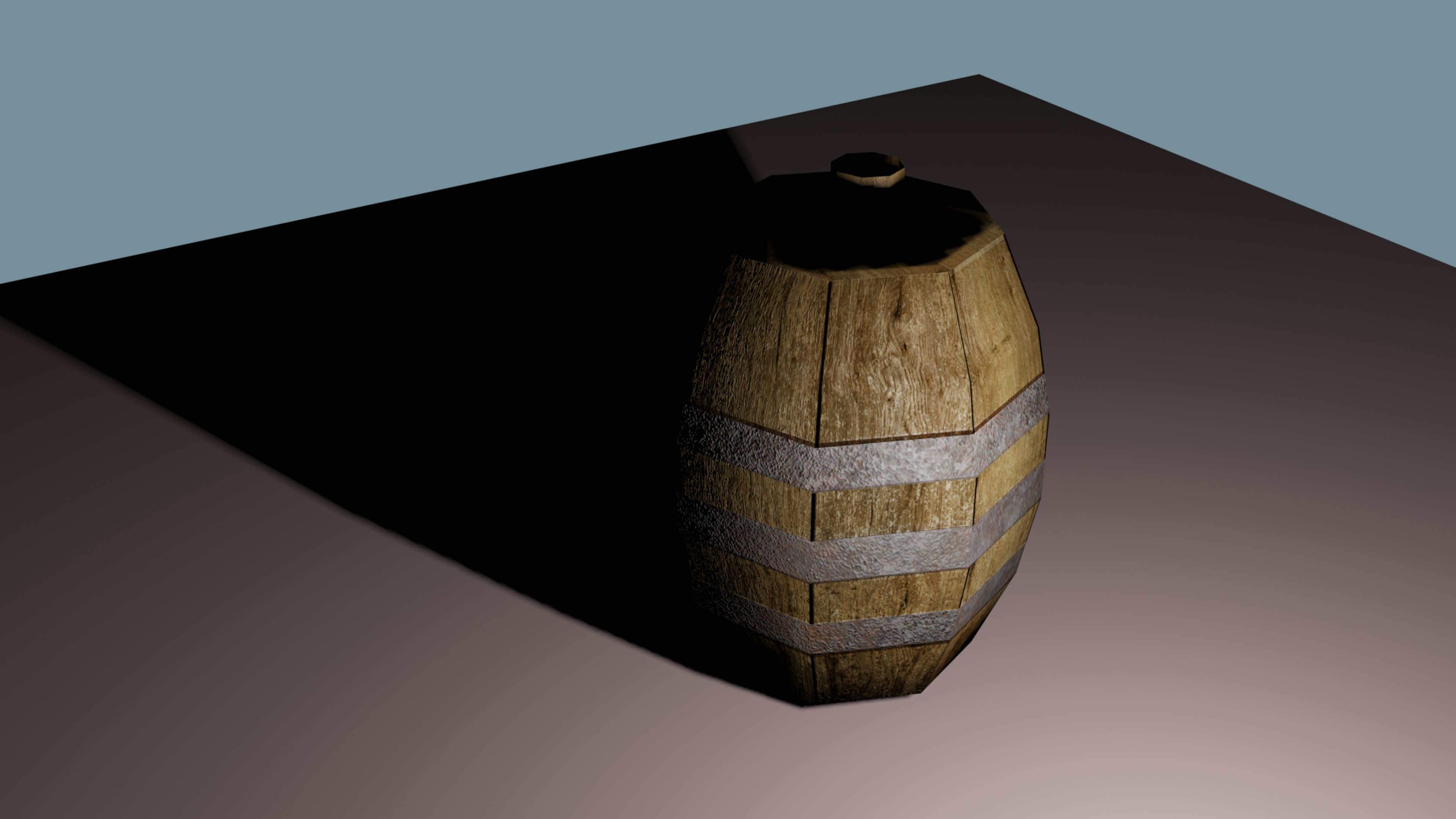 Wooden Barrel Low Poly Low-poly 3D model_2