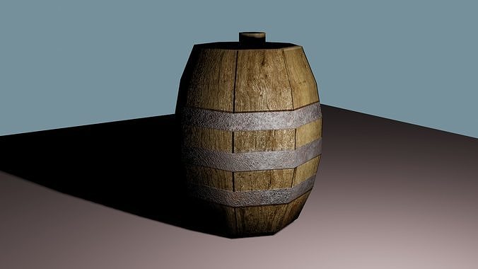 Wooden Barrel Low Poly Low-poly 3D model
