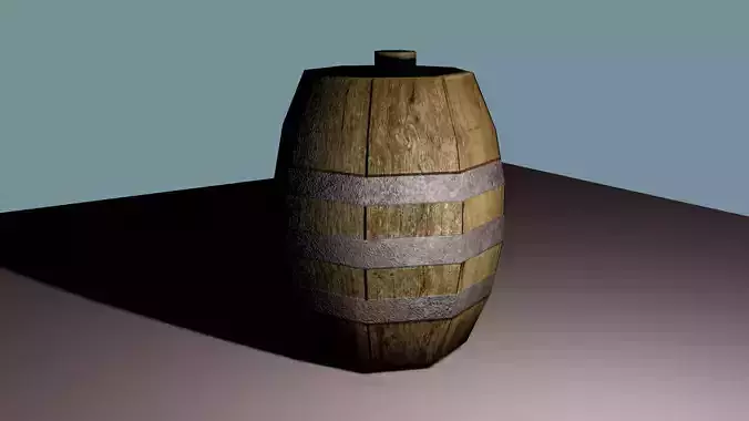 Wooden Barrel Low Poly Low-poly 3D model