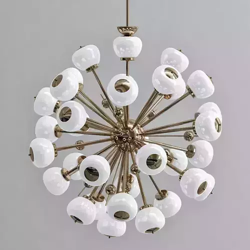 Italian Brass Glass Sputnik Chandelier