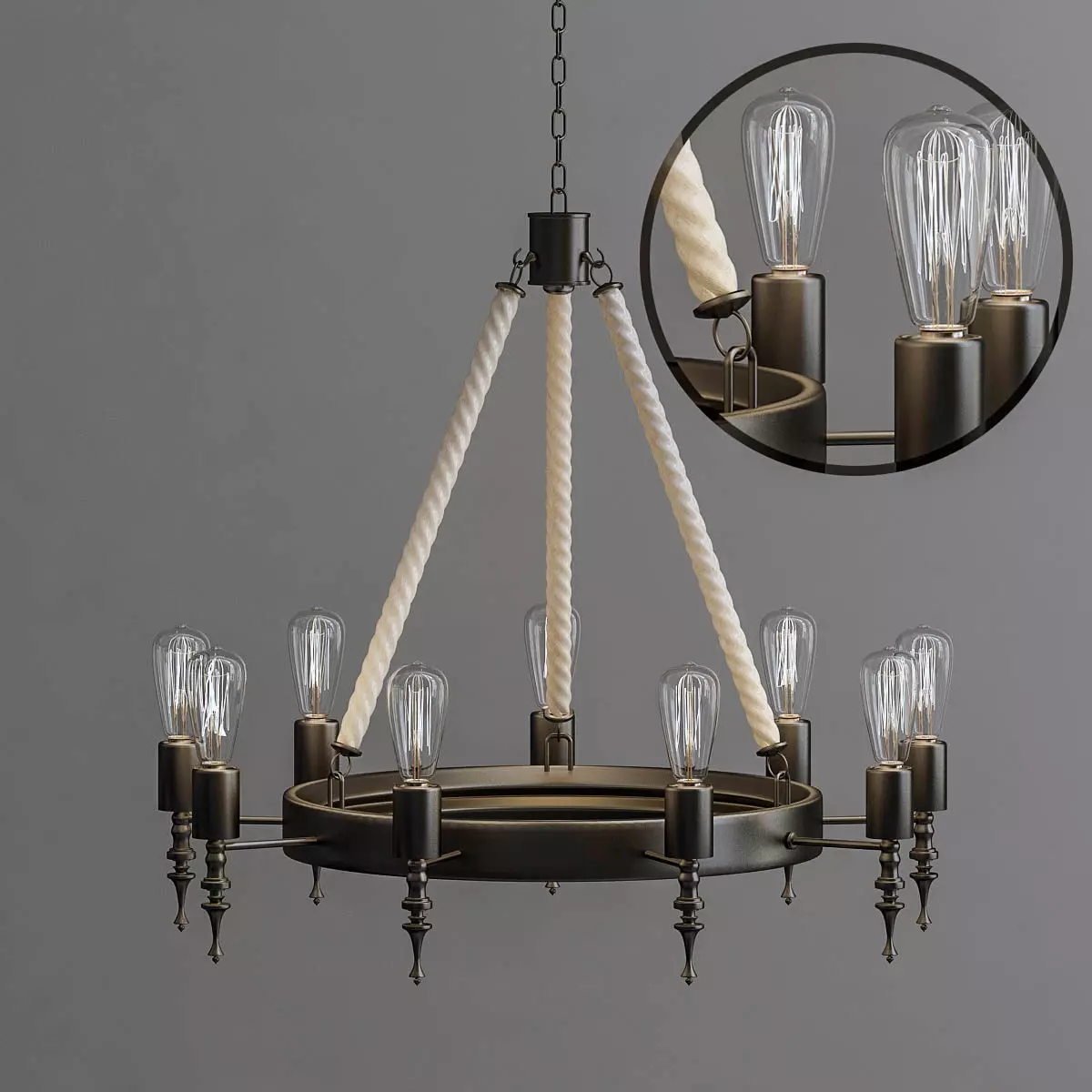 chendelier chandelier made of rope and bulbs 3D model_0