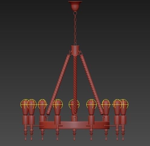 chendelier chandelier made of rope and bulbs 3D model_2