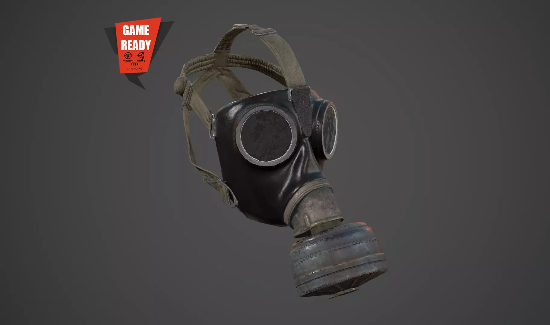 Gas Mask PBR GameReady Low-poly 3D model_0