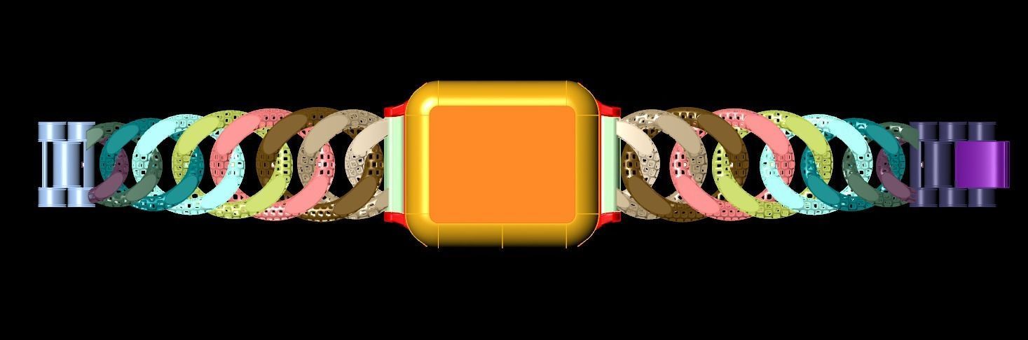 Apple Watch Cuban Chain Band 17cm 3D print model_3