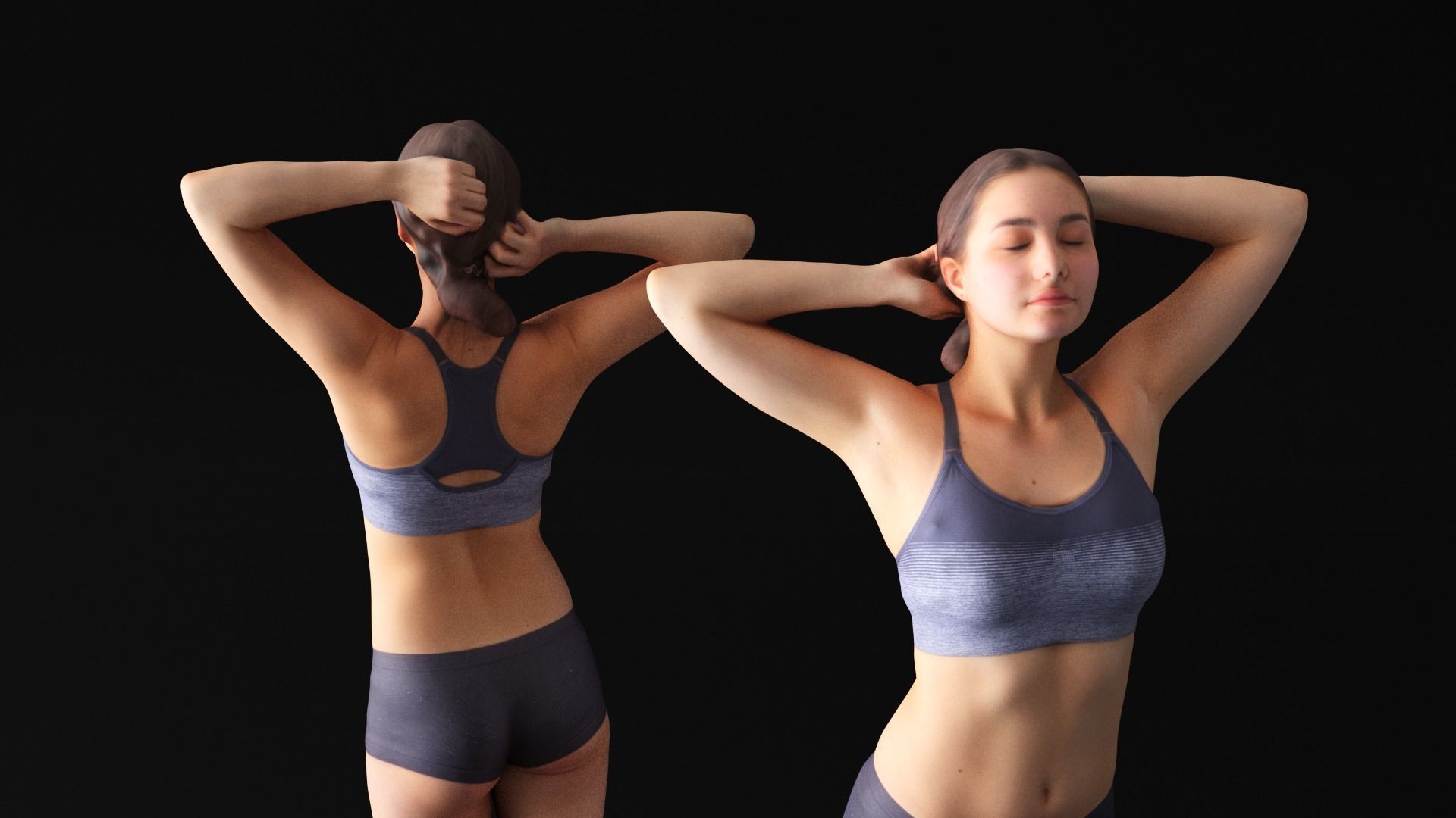 Female sport 22 Low-poly 3D model_4