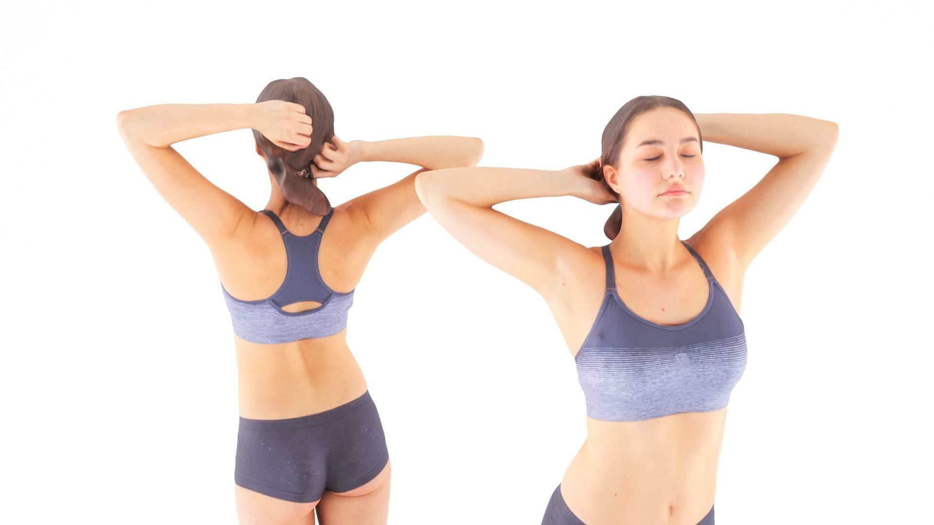 Female sport 22 Low-poly 3D model_2