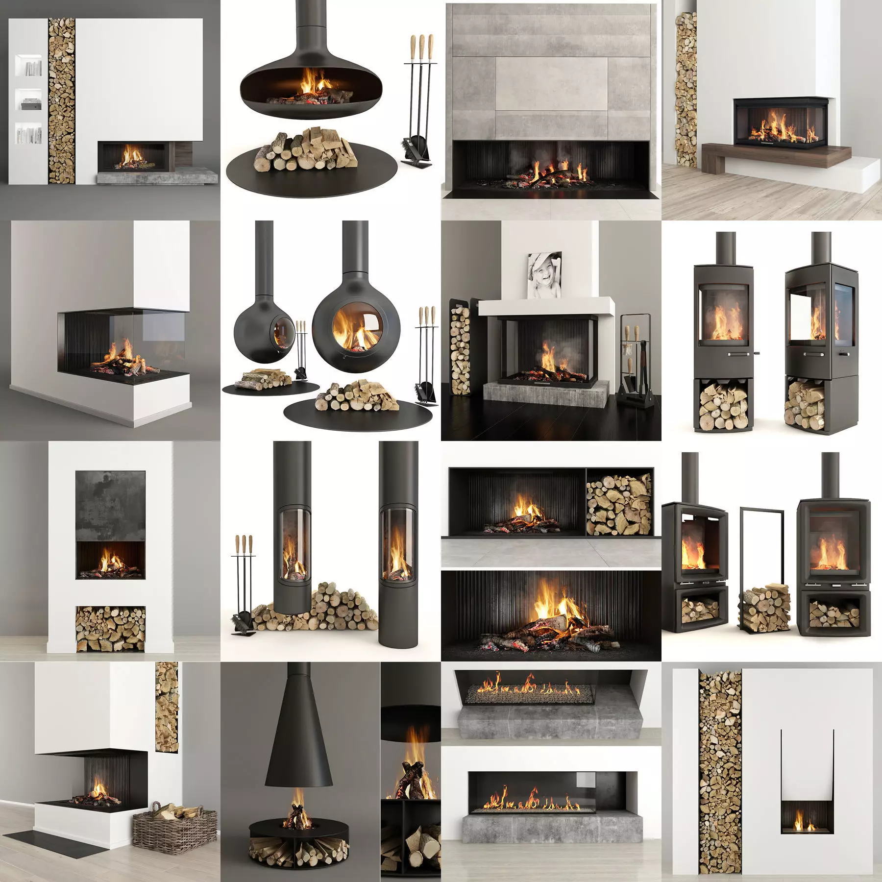 Collection of Fireplaces 3D model