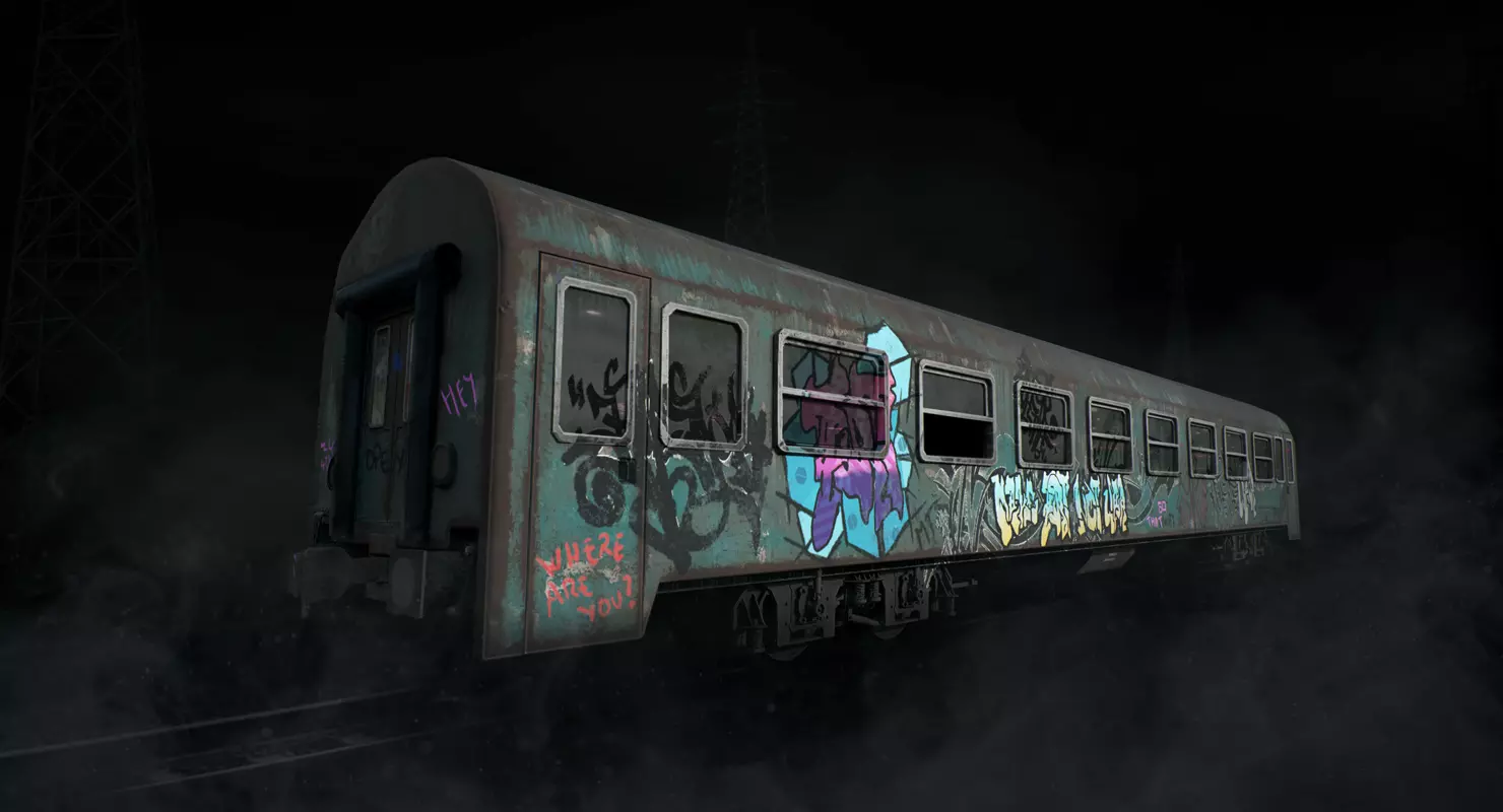 Train Wagon Vandalized Low-poly 3D model