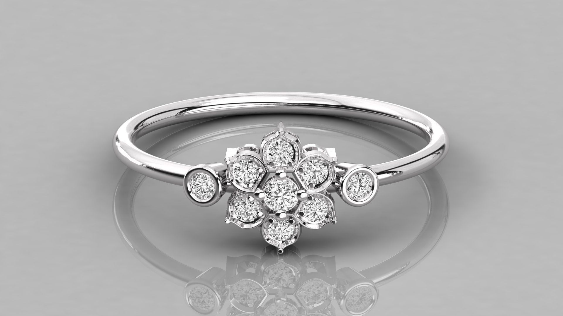 Women solitaire ring 3dm stl render detail  3D print model_7