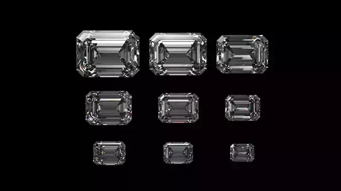 Diamond Emerald Different Sizes  3D model