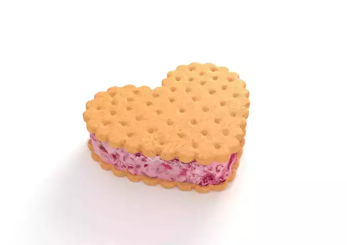 Cherry Ice Cream Sandwich Heart Shaped  3D model
