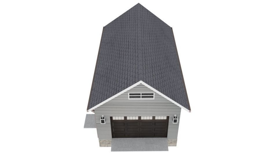Garage with two doors and roof 3D model_2