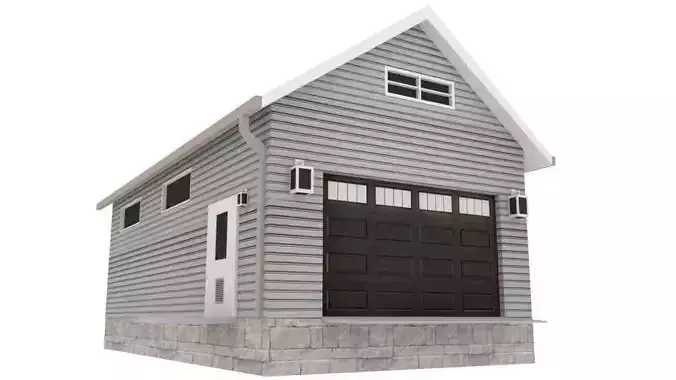 Garage with two doors and roof