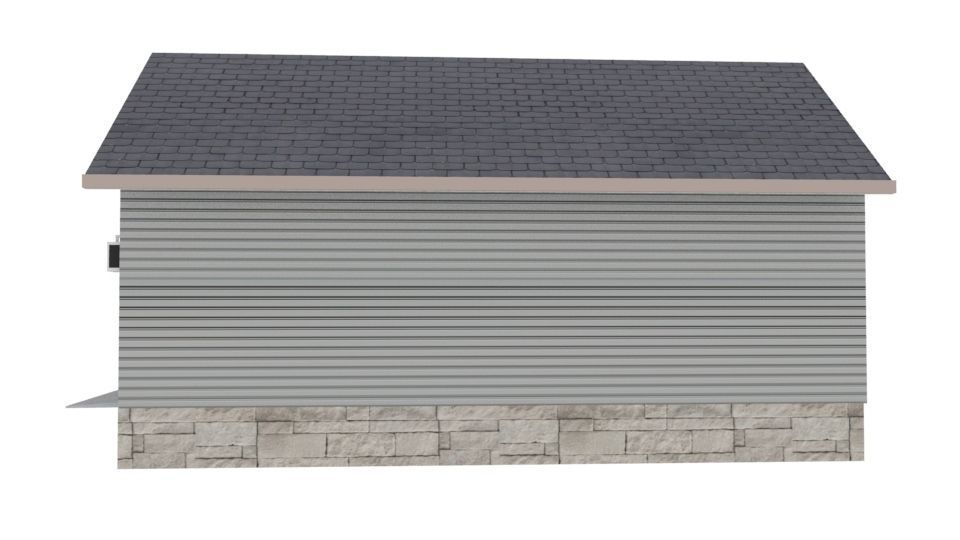 Garage with two doors and roof 3D model_3