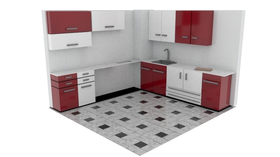 Kitchen design Free 3D model_1