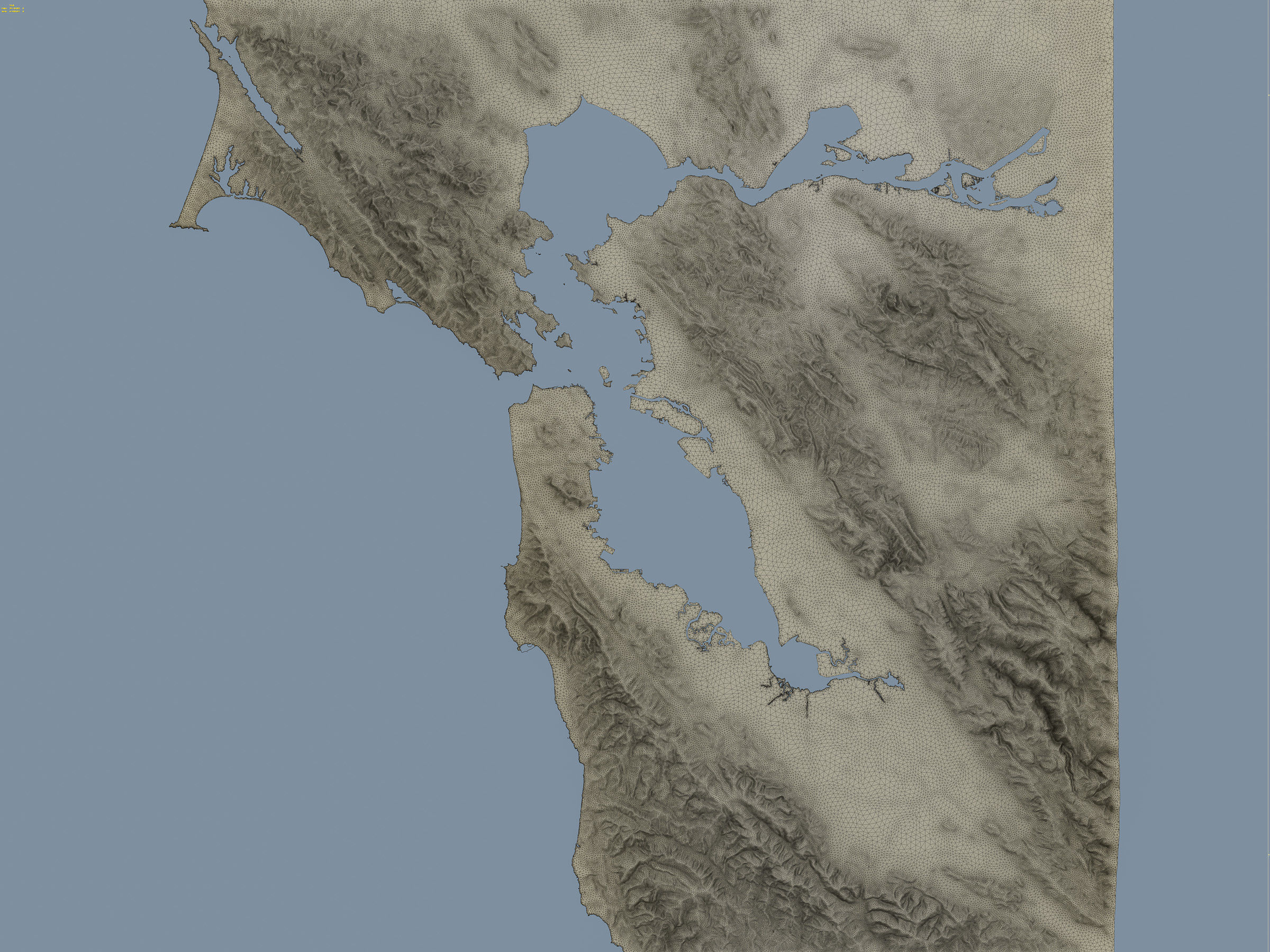 San Francisco Bay Terrain Low-poly 3D model_4