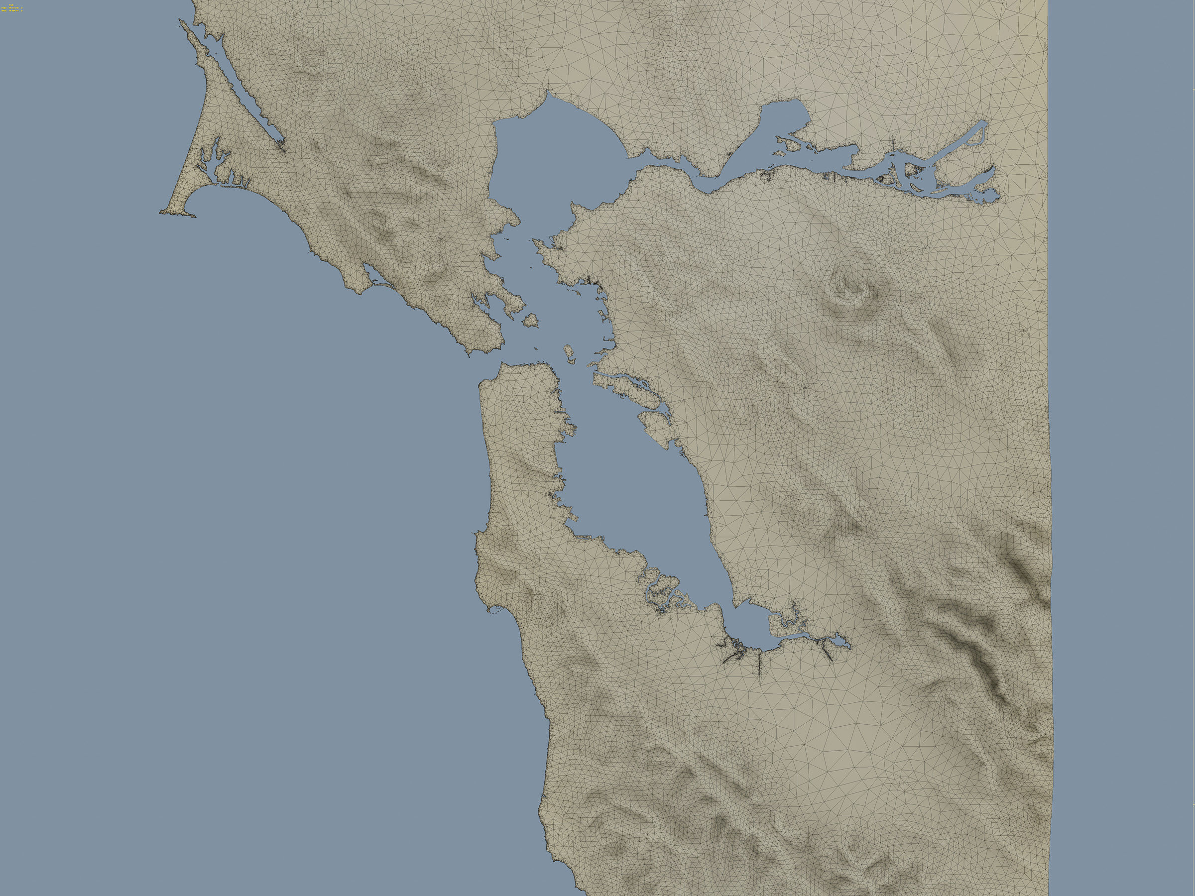 San Francisco Bay Terrain Low-poly 3D model_2