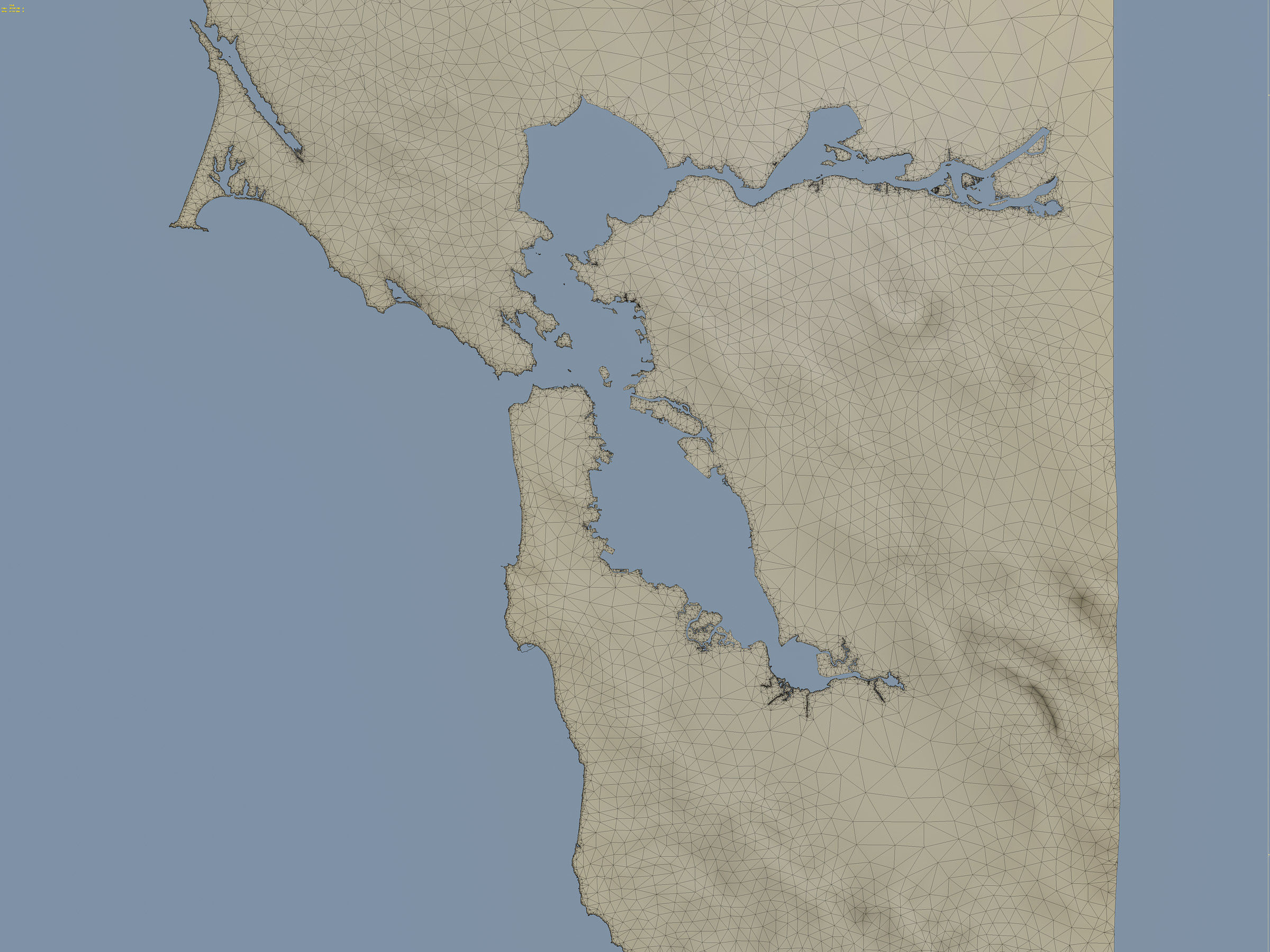 San Francisco Bay Terrain Low-poly 3D model_1