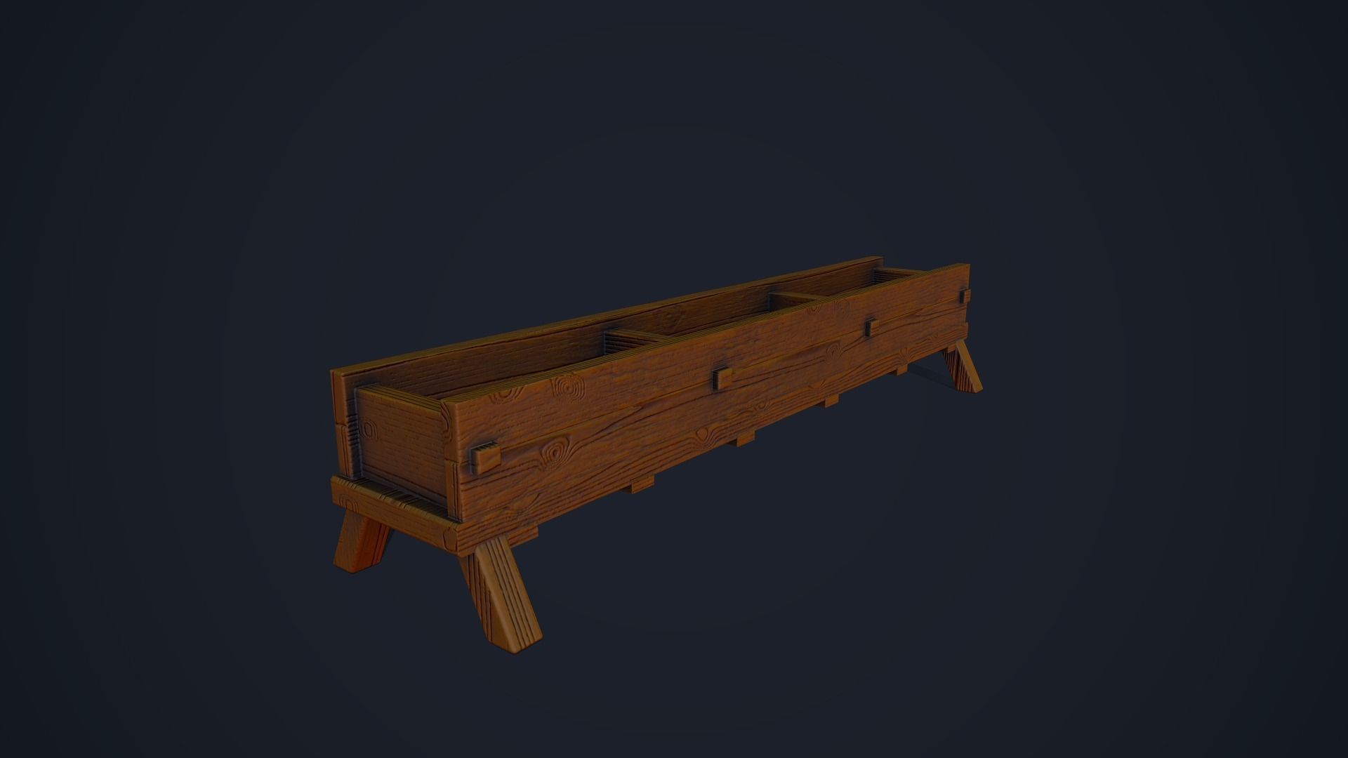 Horse Trough and Hitch Low-poly 3D model_4