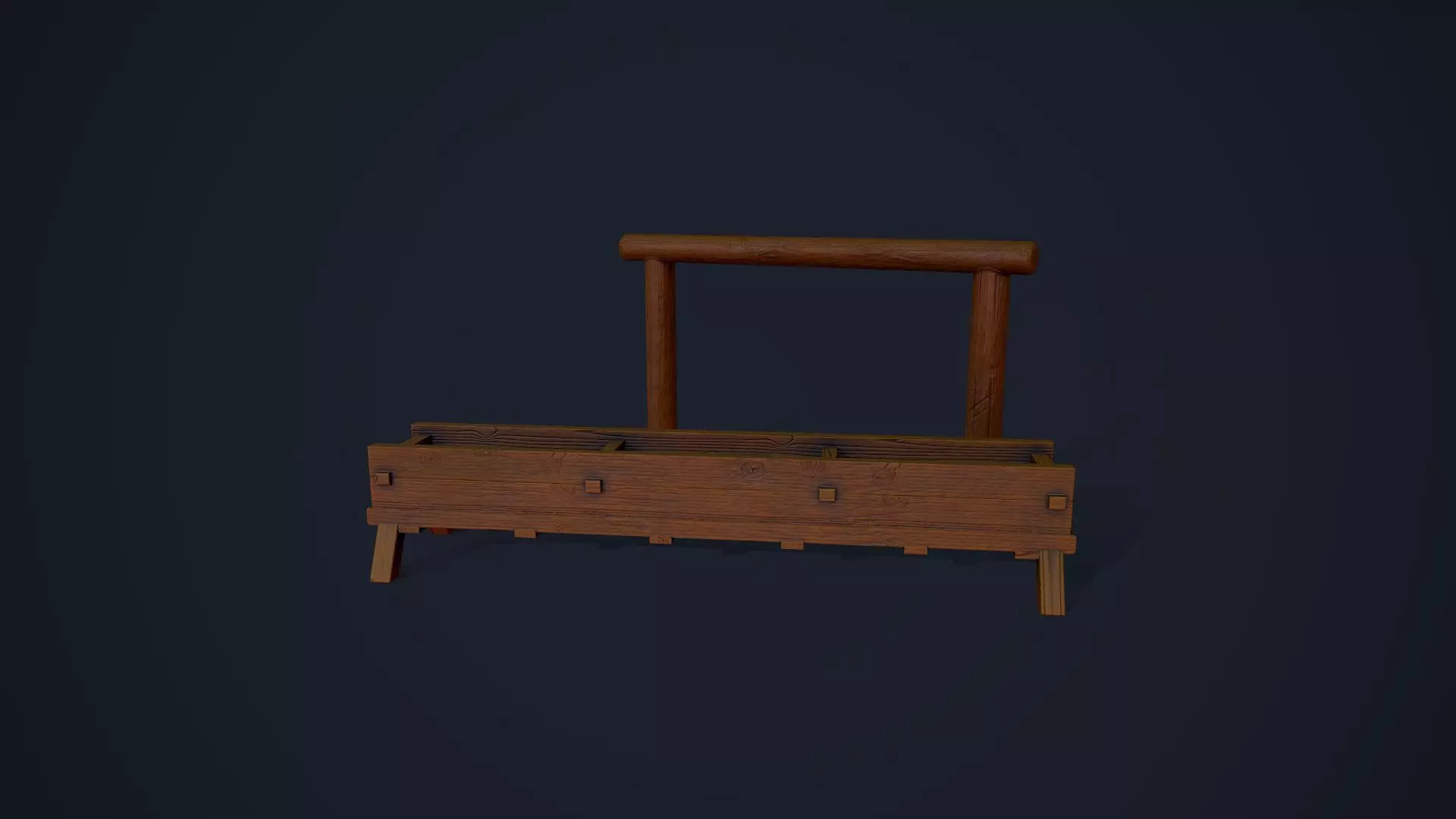 Horse Trough and Hitch Low-poly 3D model_0