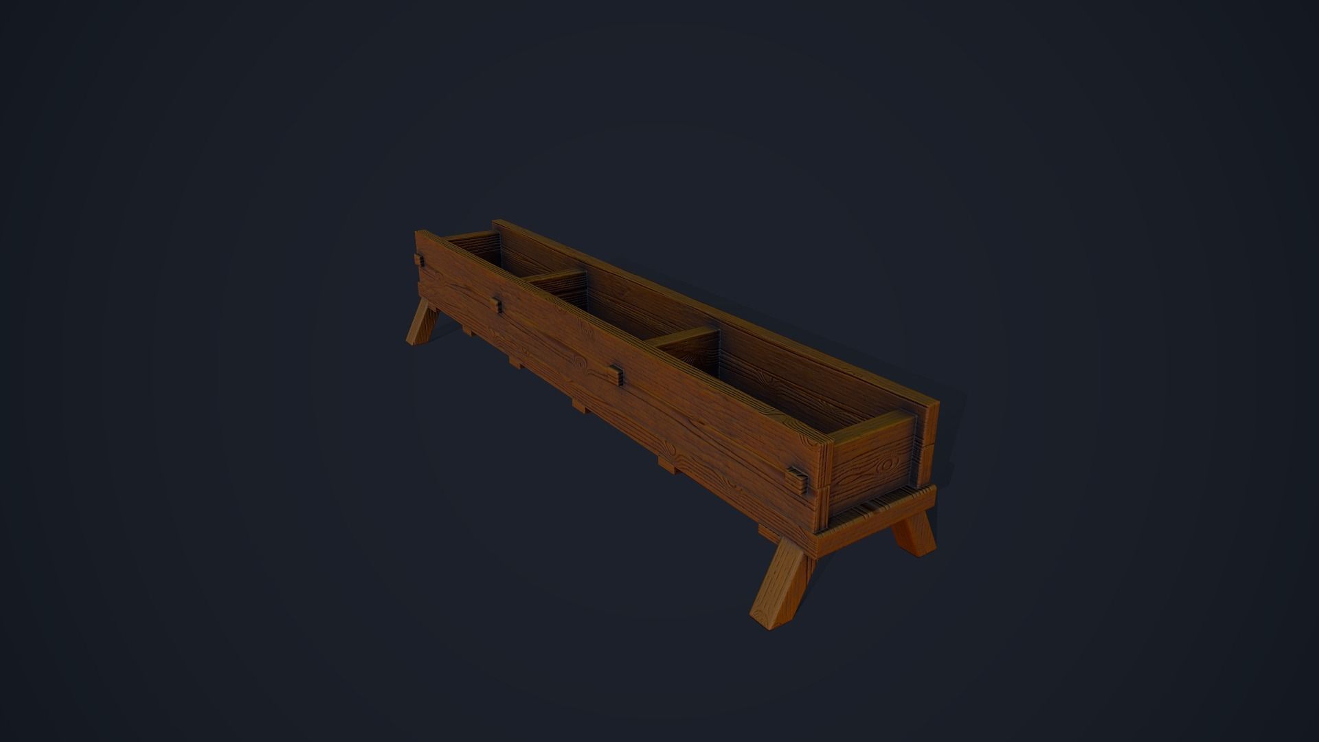 Horse Trough and Hitch Low-poly 3D model_6