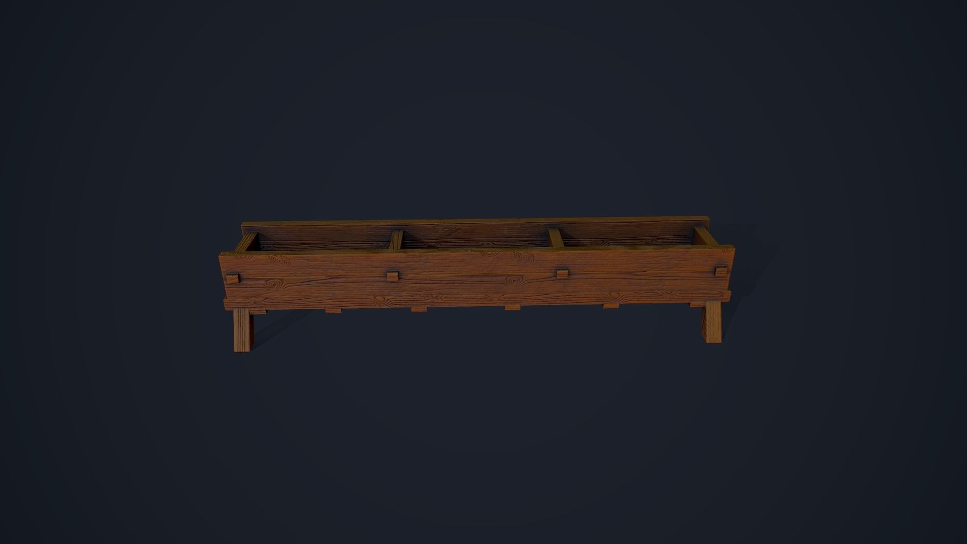Horse Trough and Hitch Low-poly 3D model_5