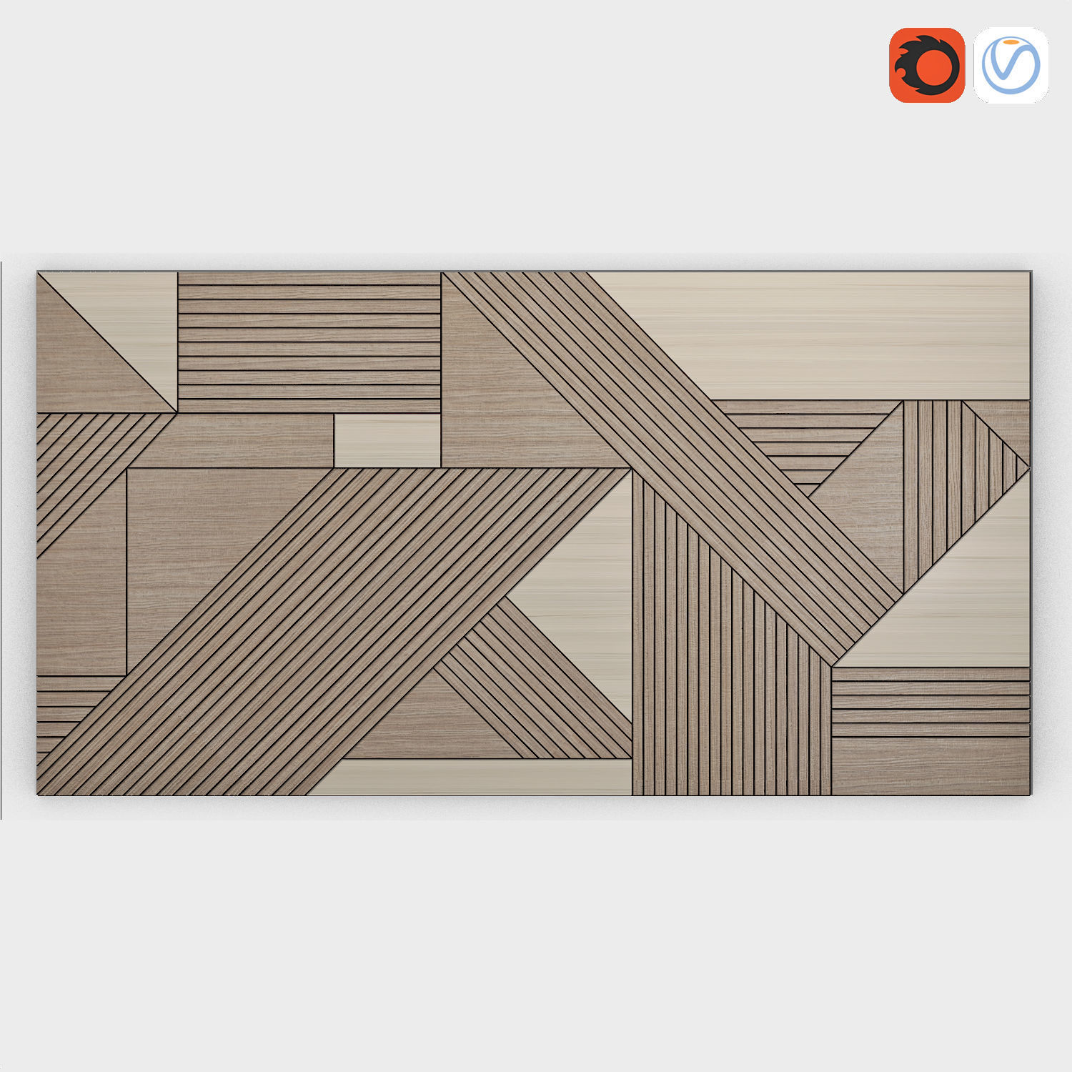 BLACK GEOMETRIC WOOD 3D model_1