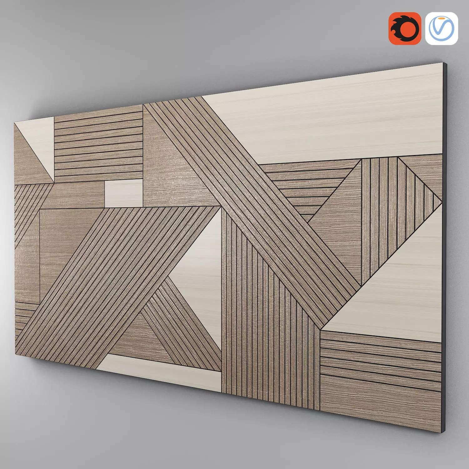 BLACK GEOMETRIC WOOD 3D model_0