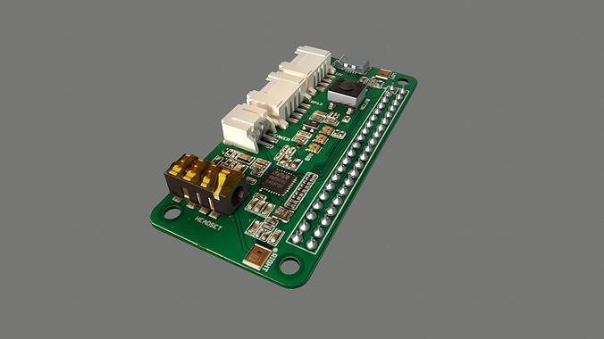 Respeaker Raspberry Pi Hat Circuit Board Low-poly 3D model
