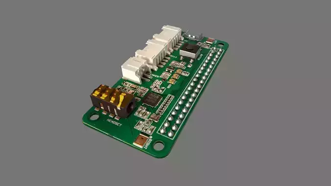 Respeaker Raspberry Pi Hat Circuit Board Low-poly 3D model
