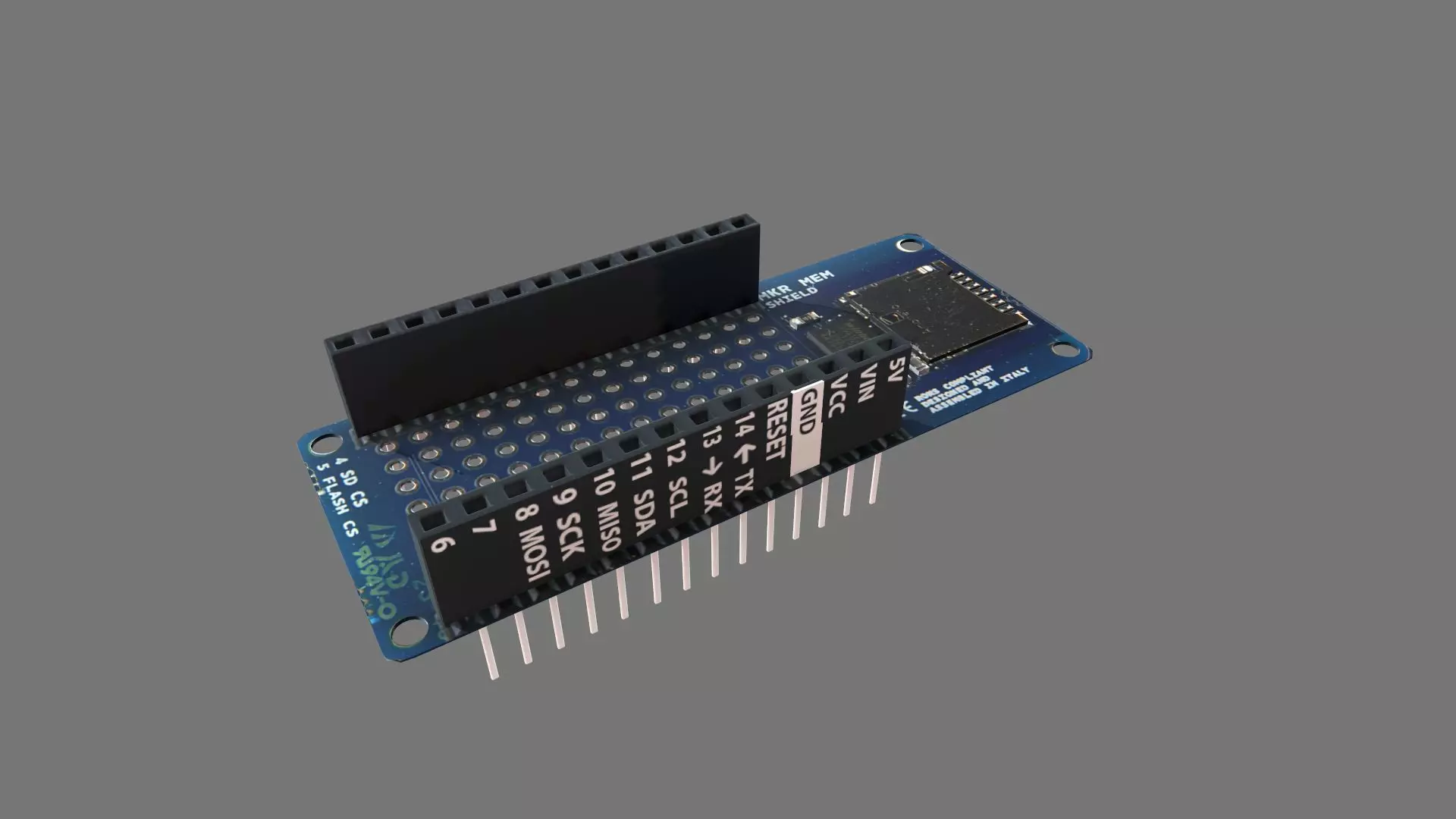 Arduino Mkr Mem Shield Circuit Board Low-poly 3D model_0