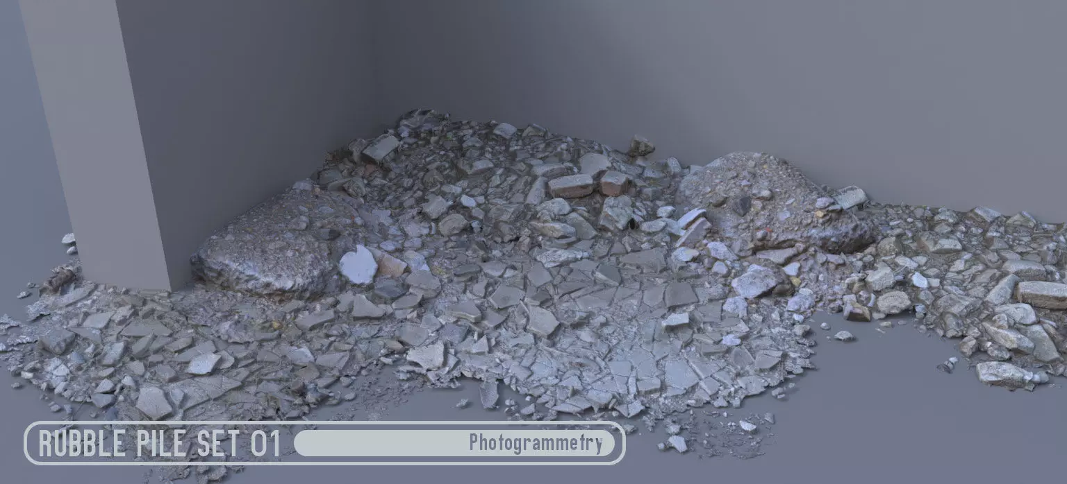 Rubble Pile Set 01 Low-poly 3D model_0