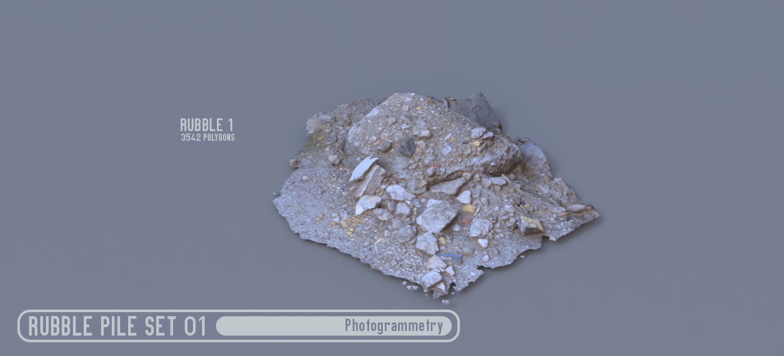 Rubble Pile Set 01 Low-poly 3D model_2