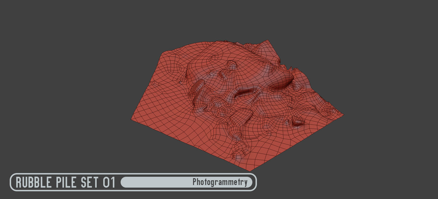 Rubble Pile Set 01 Low-poly 3D model_5