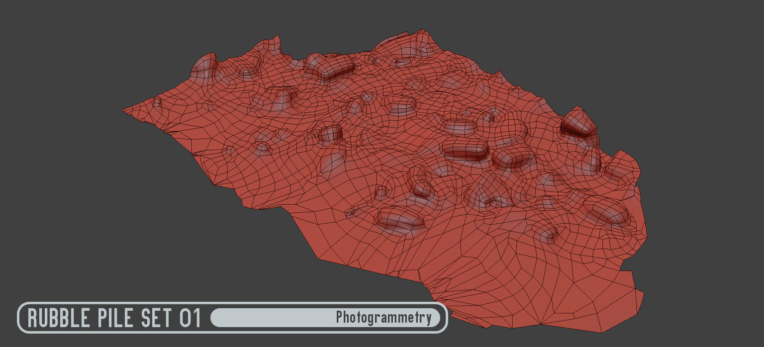 Rubble Pile Set 01 Low-poly 3D model_6
