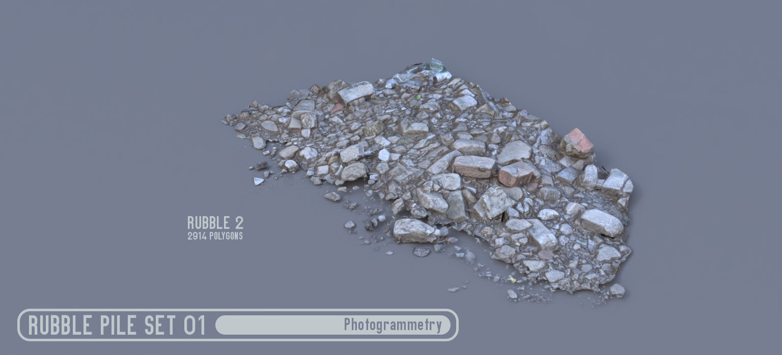 Rubble Pile Set 01 Low-poly 3D model_3