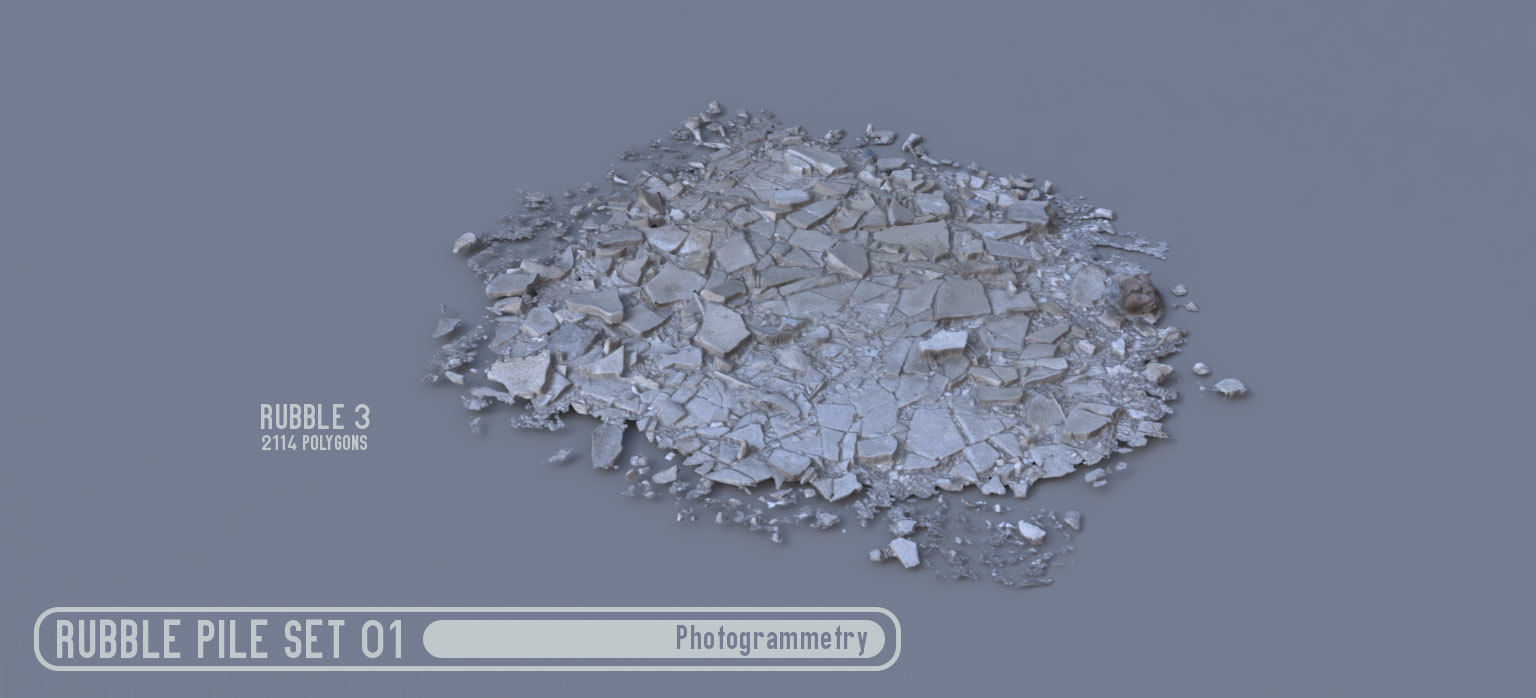 Rubble Pile Set 01 Low-poly 3D model_4