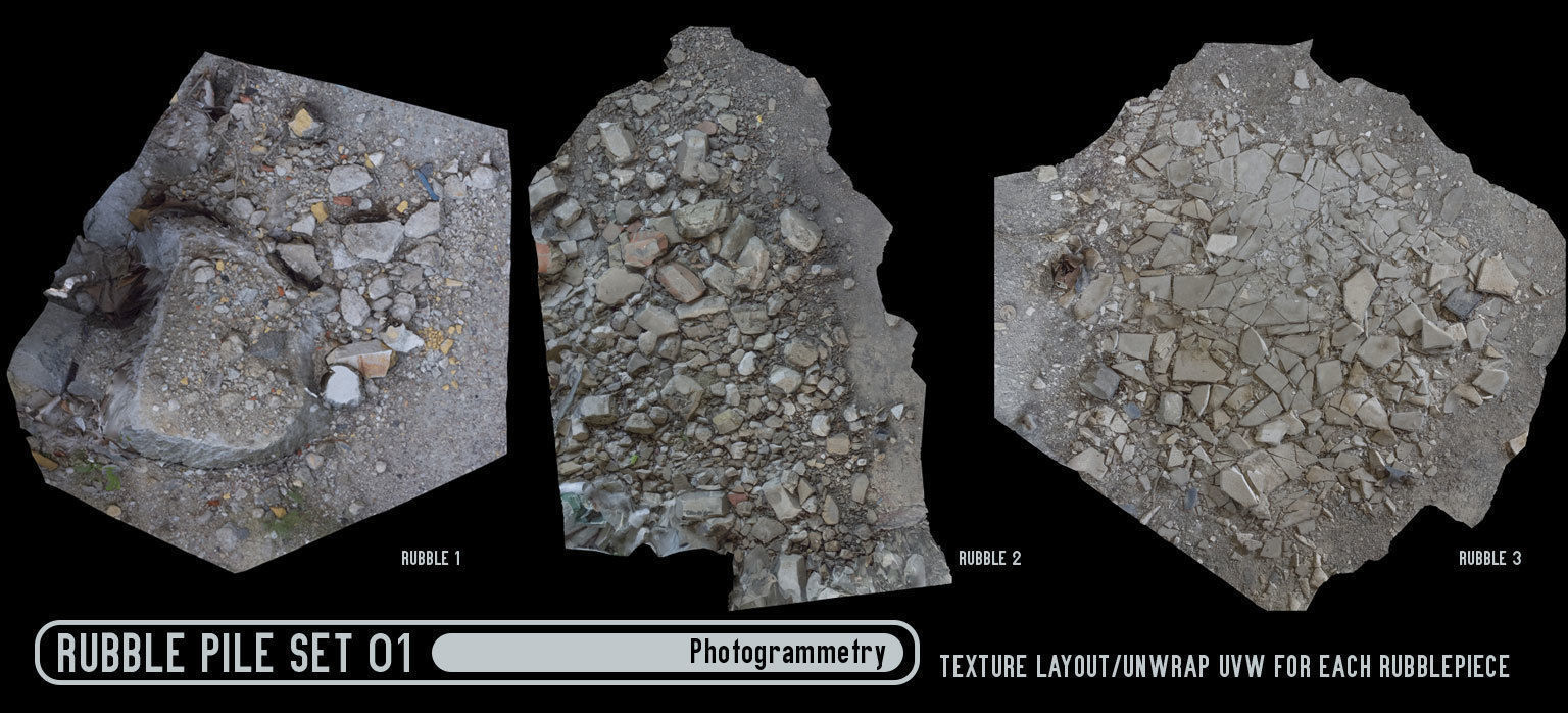 Rubble Pile Set 01 Low-poly 3D model_8