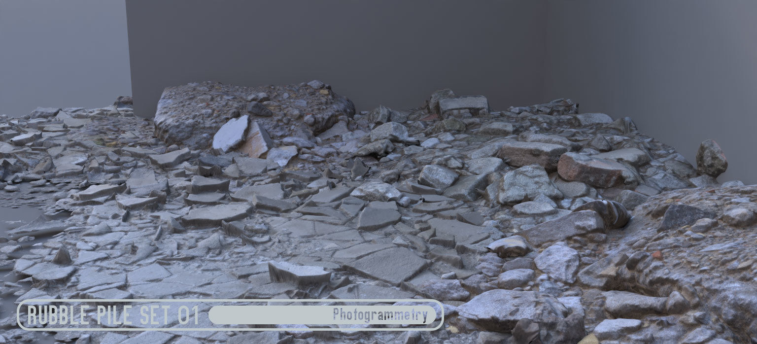 Rubble Pile Set 01 Low-poly 3D model_1