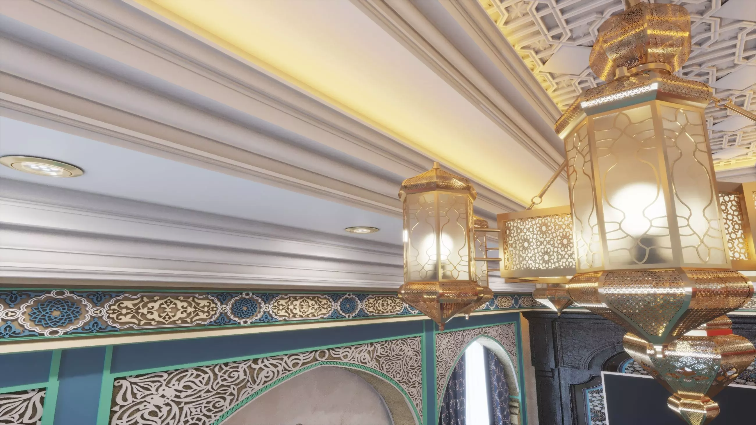 islamic arabic moroccan ceiling light Low-poly 3D model_0