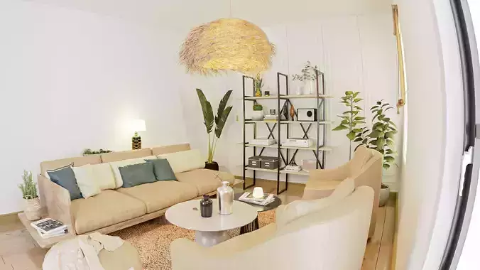 Cozy semi traditional living room 3D model