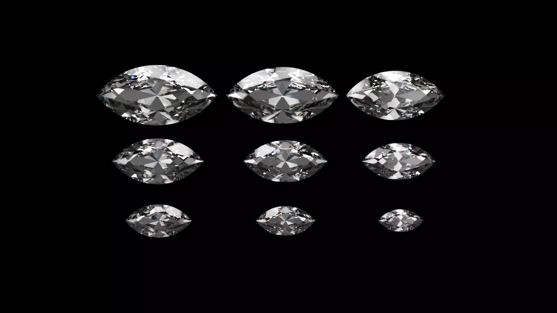 Diamond Marquise Different Sizes 3D model_0