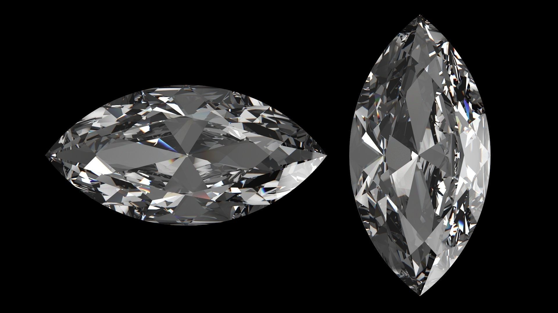 Diamond Marquise Different Sizes 3D model_8