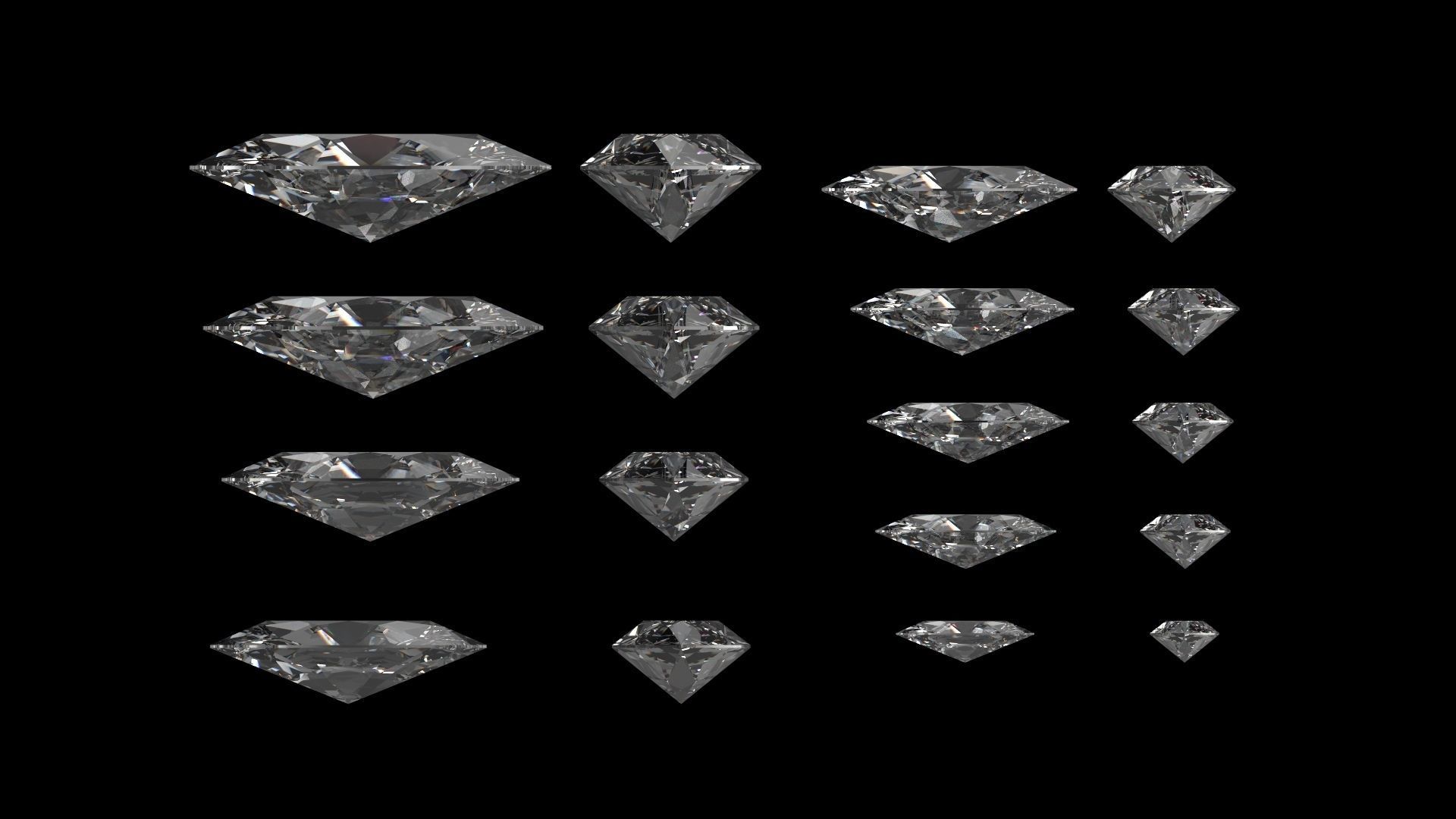 Diamond Marquise Different Sizes 3D model_1