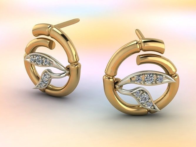 Bamboo earrings 3D print model