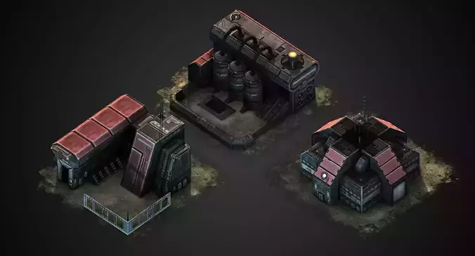 RTS building pack Low-poly 3D model
