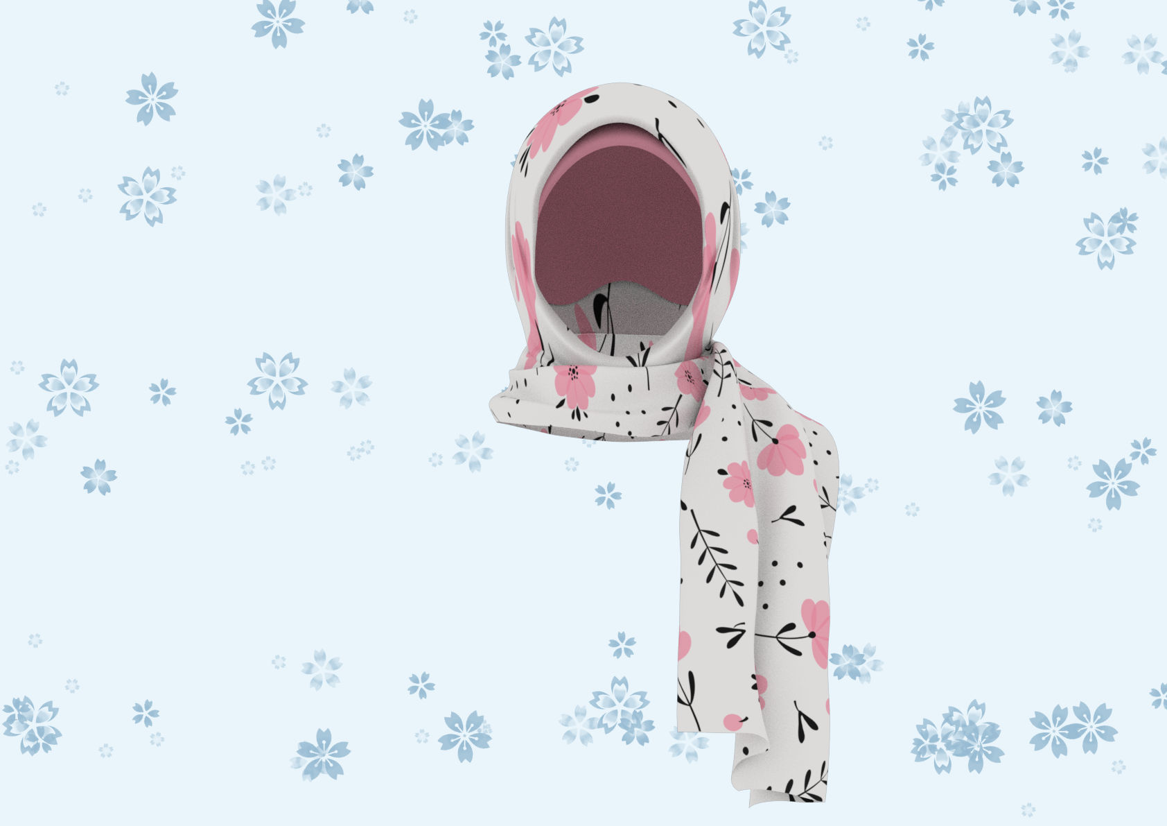 Hijab Model 5 muslim woman wearing scarf 3D model_3