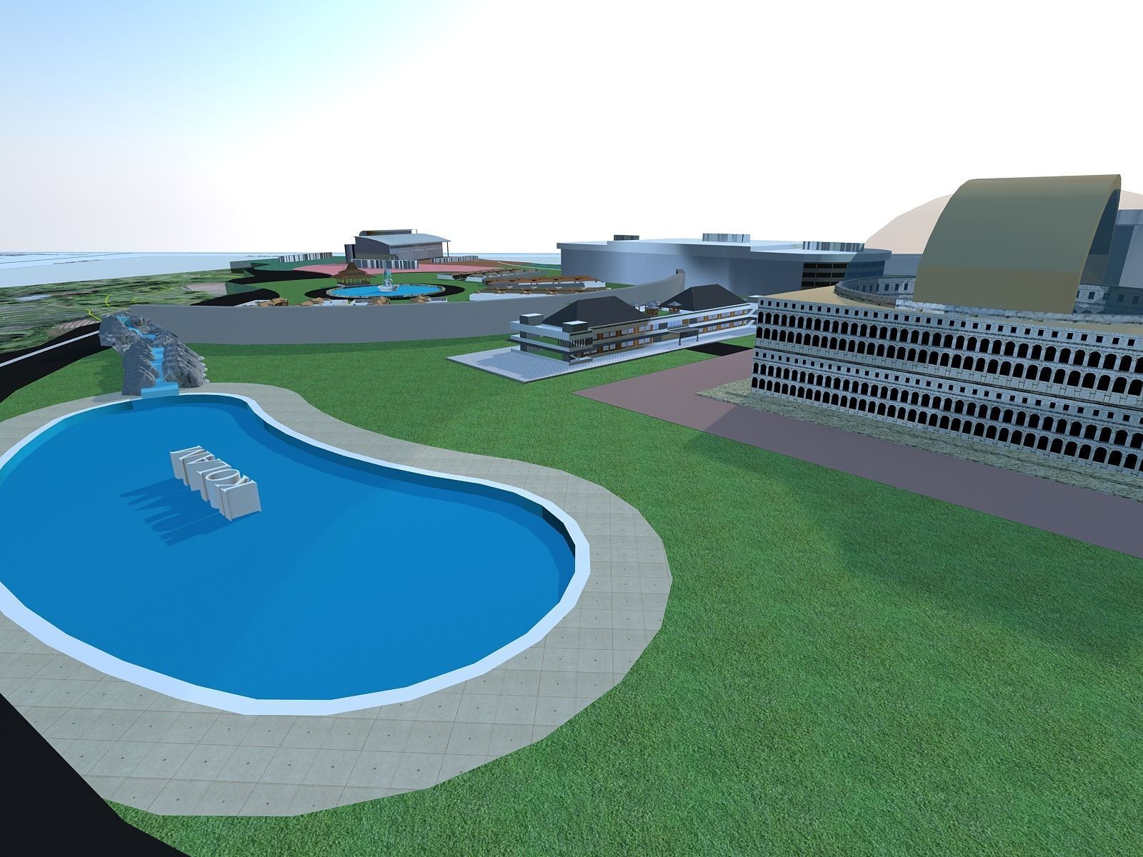 3d tourist area 3D model_1