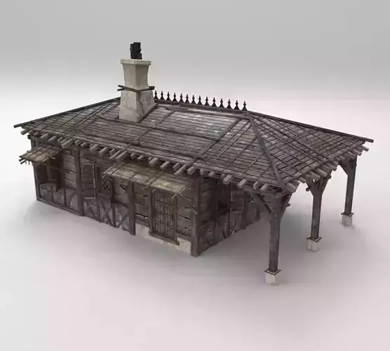 Medieval house fantasy 02 Low-poly 3D model