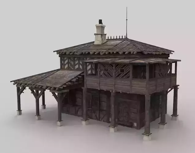 Medieval house fantasy 08 Low-poly 3D model